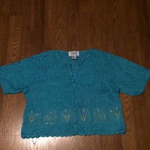 Teddi crocheted button shirt sleeve sweater